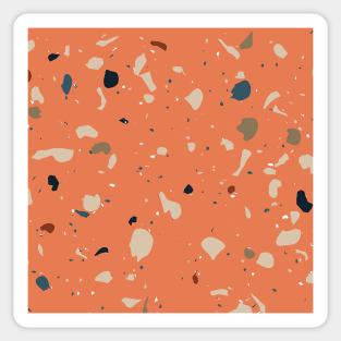 Terrazzo Abstract Pattern Orange Sticker